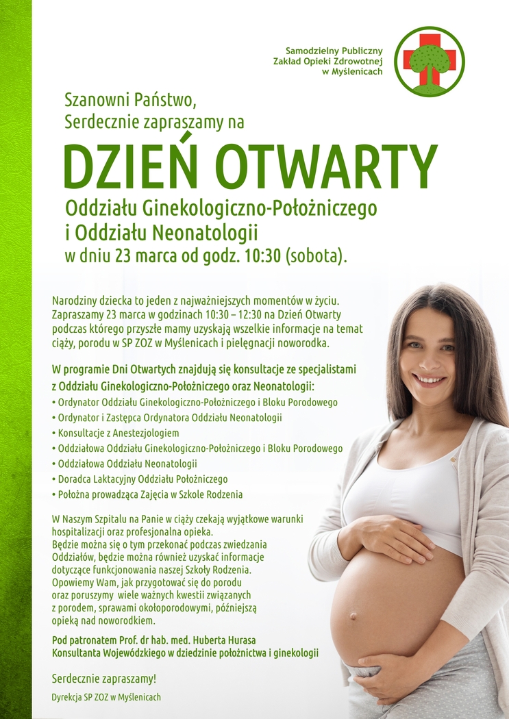 Dzień otwarty Oddziału Ginekologiczno-Położniczego i Oddziału Neonatologii w dniu 23 marca 2024 r. od godziny 10:30 (sobota)